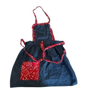 Children's Denim Apron with Red Bandana Accents